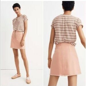 MADEWELL Peach‎ Orange Denim Raw Edge Jean Mini Skirt Size 4